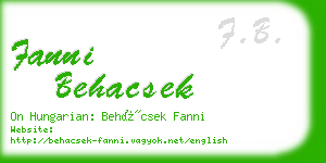 fanni behacsek business card